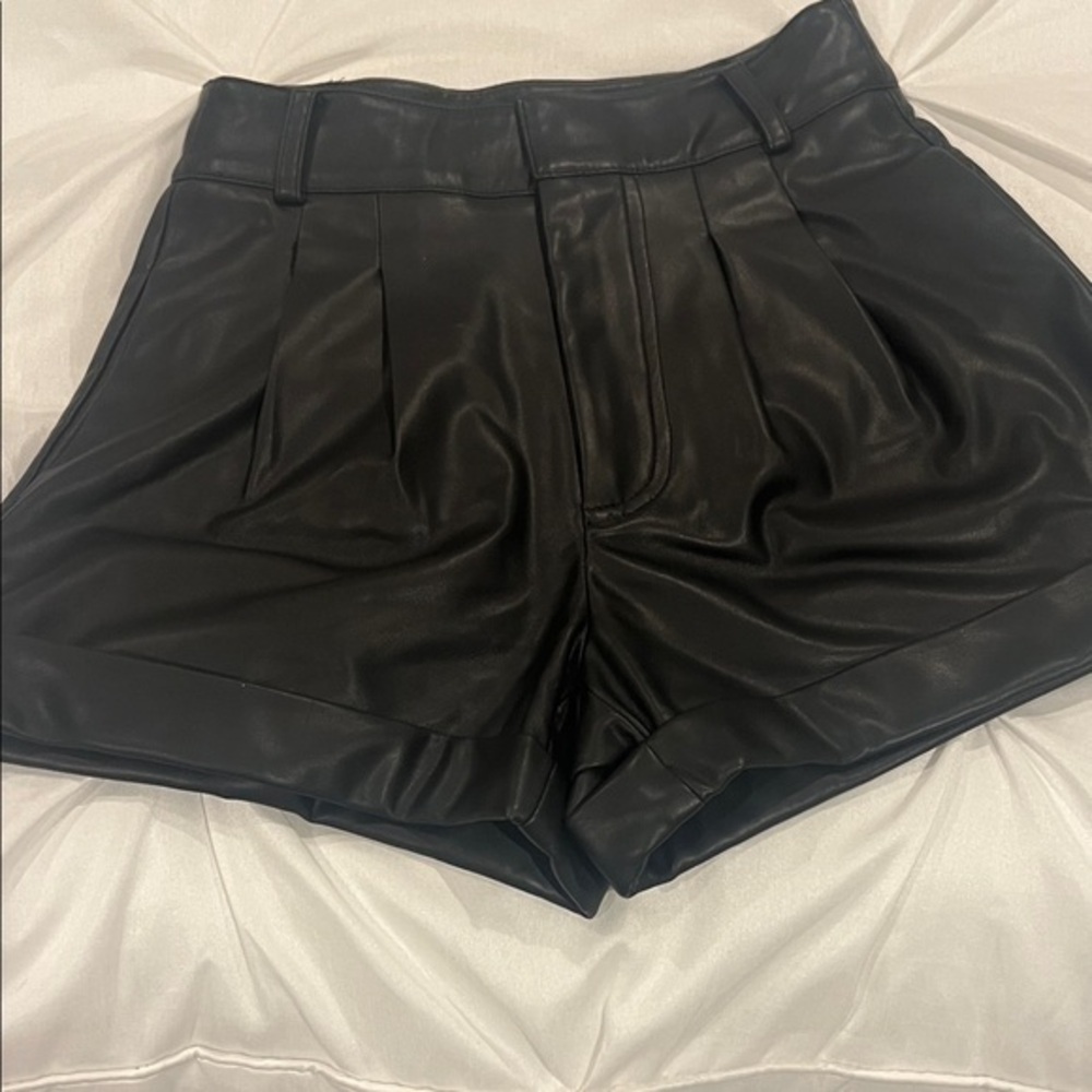 NWOT Generation Love Black High Waist Leather Shorts